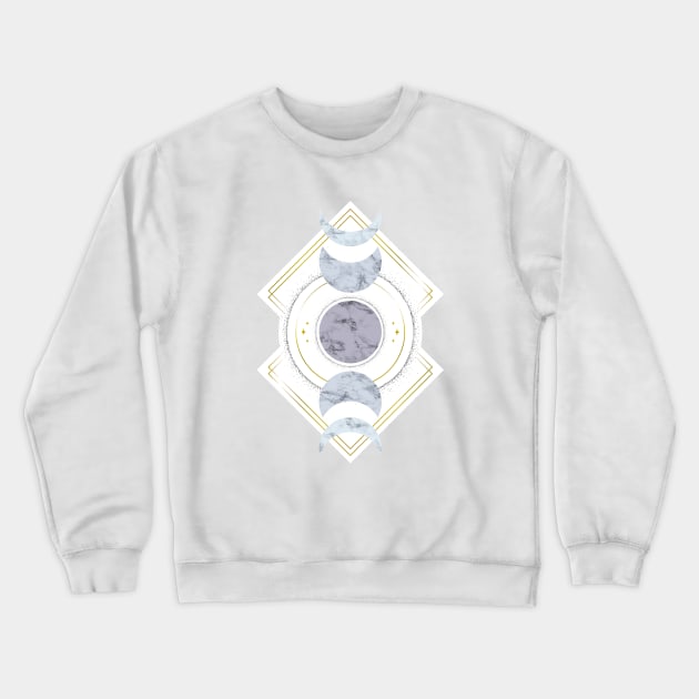 Marble Moon Phases Crewneck Sweatshirt by Barlena